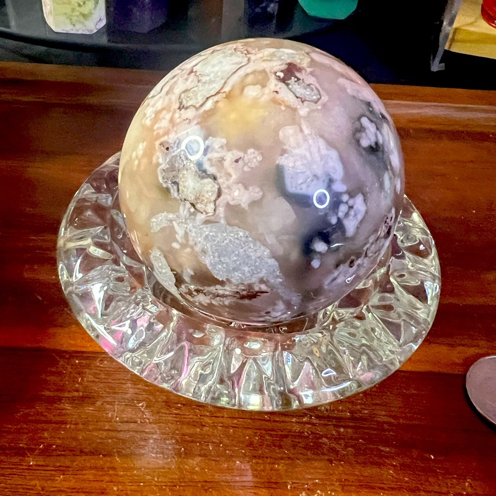 Flower Agate Sphere 11oz